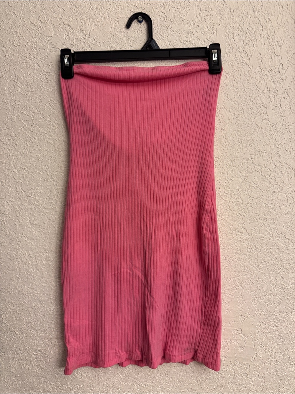 SHEIN Pink Ribbed Midi Tube Skirt